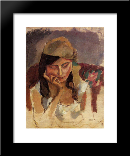 Lady Wearing A Turban 20x24 Black Modern Wood Framed Art Print Poster by Pascin, Jules