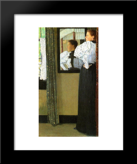 Face Reflected In A Mirror 20x24 Black Modern Wood Framed Art Print Poster by Weir, Julian Alden