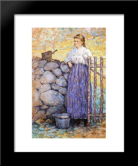 Girl Standing By A Gate 20x24 Black Modern Wood Framed Art Print Poster by Weir, Julian Alden