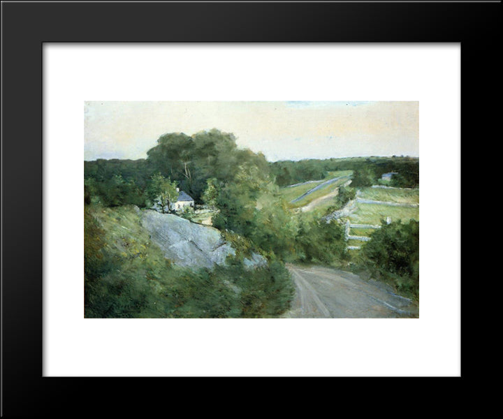 Green Hills And Farmland 20x24 Black Modern Wood Framed Art Print Poster by Weir, Julian Alden