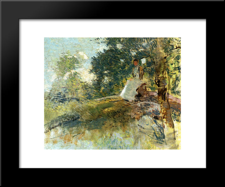 Landscape With Seated Figure 20x24 Black Modern Wood Framed Art Print Poster by Weir, Julian Alden