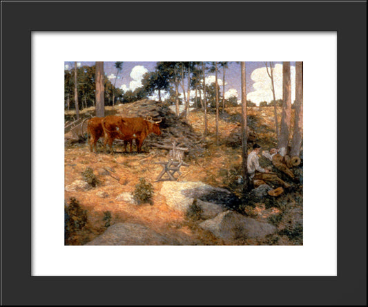 Noonday Rest In New England 20x24 Black Modern Wood Framed Art Print Poster by Weir, Julian Alden