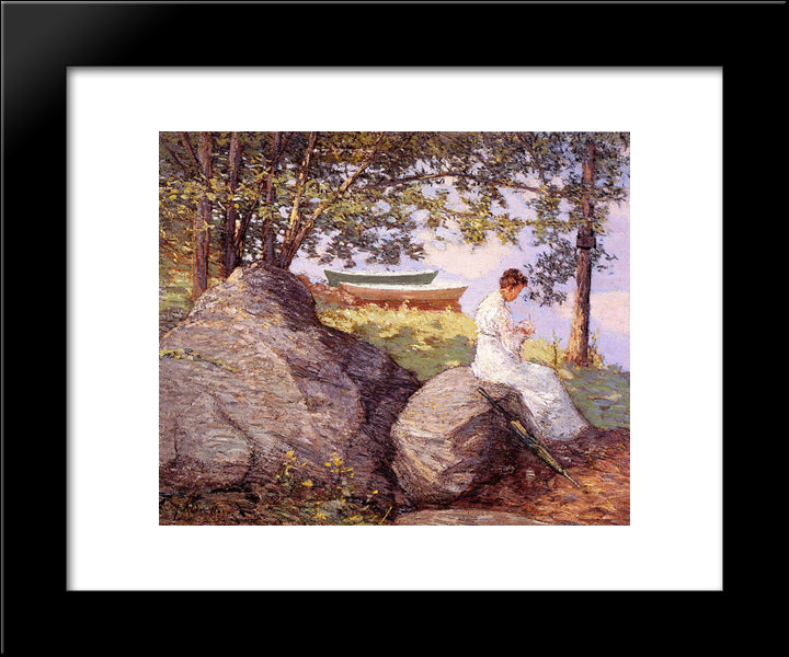 On The Shore 20x24 Black Modern Wood Framed Art Print Poster by Weir, Julian Alden