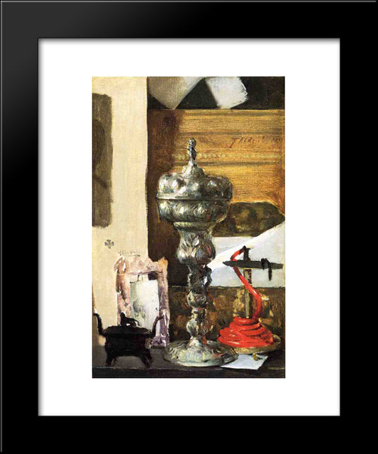 Silver Chalice, Japanese Bronze And Red Tapir 20x24 Black Modern Wood Framed Art Print Poster by Weir, Julian Alden