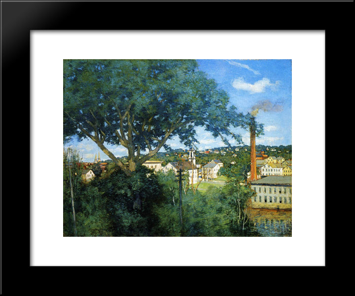 The Factory Village 20x24 Black Modern Wood Framed Art Print Poster by Weir, Julian Alden