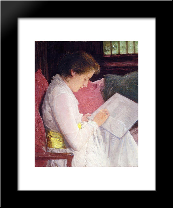 The Lace Maker 20x24 Black Modern Wood Framed Art Print Poster by Weir, Julian Alden