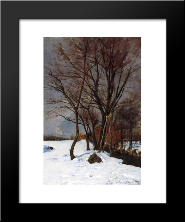 Winter Landscape With Stream 20x24 Black Modern Wood Framed Art Print Poster by Weir, Julian Alden