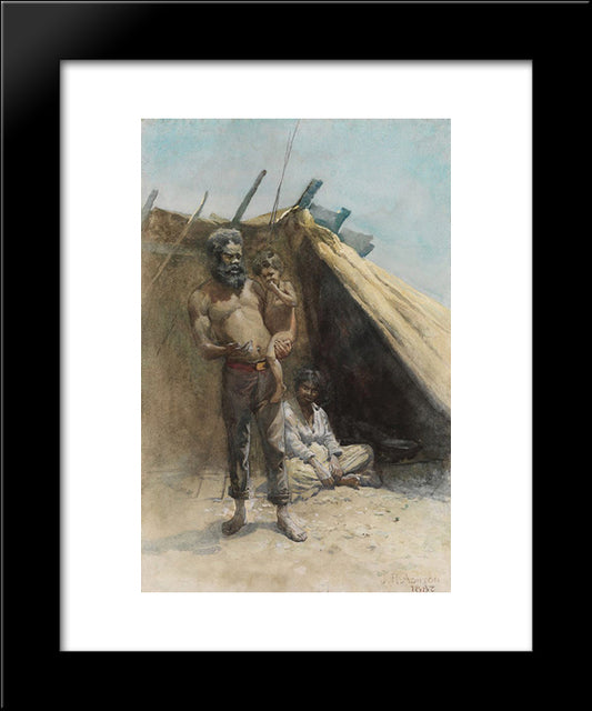 Aboriginal Family Group 20x24 Black Modern Wood Framed Art Print Poster by Ashton, Julian