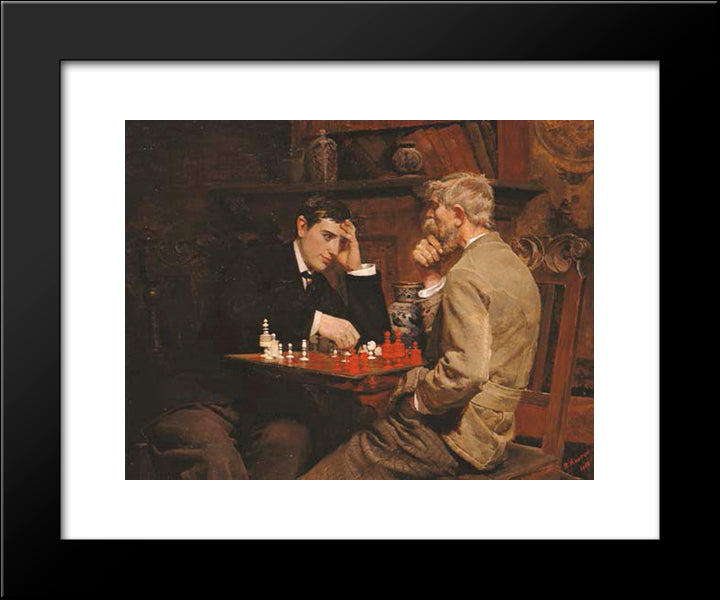 The Chess Game 20x24 Black Modern Wood Framed Art Print Poster by Ashton, Julian