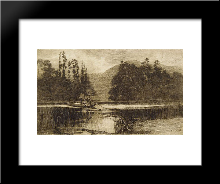 The Ferry 20x24 Black Modern Wood Framed Art Print Poster by Ashton, Julian