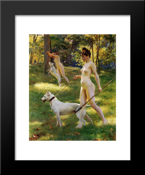 Nymphs Hunting 20x24 Black Modern Wood Framed Art Print Poster by Stewart, Julius LeBlanc