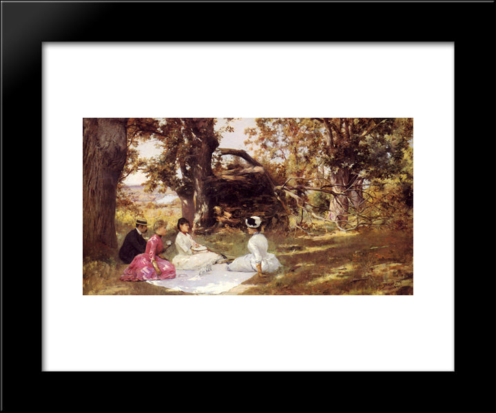 Picnic Under The Trees 20x24 Black Modern Wood Framed Art Print Poster by Stewart, Julius LeBlanc