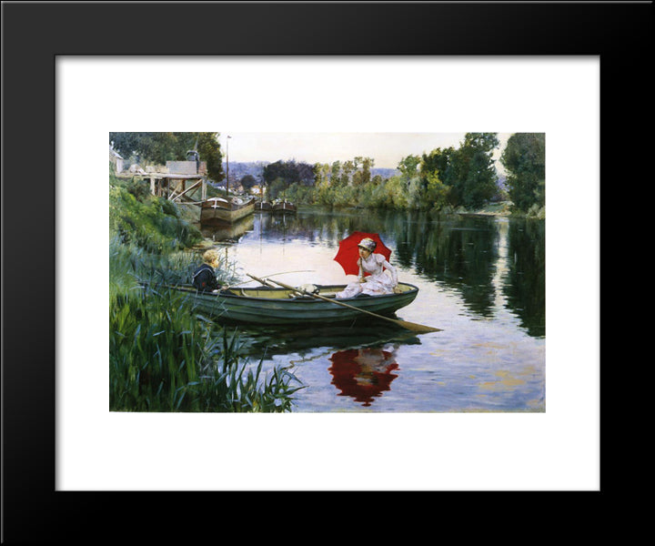 Quiet Day On The Seine 20x24 Black Modern Wood Framed Art Print Poster by Stewart, Julius LeBlanc