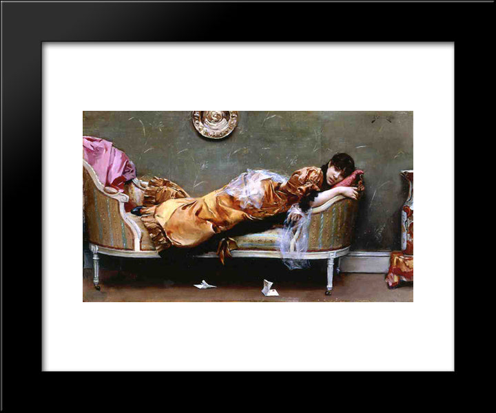 Reclining Woman 20x24 Black Modern Wood Framed Art Print Poster by Stewart, Julius LeBlanc