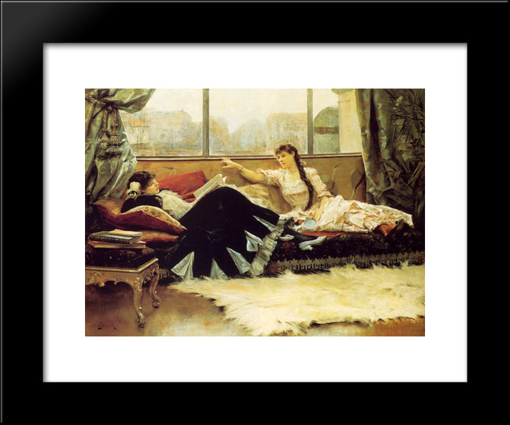 Sarah Bernhardt And Christine Nilsson 20x24 Black Modern Wood Framed Art Print Poster by Stewart, Julius LeBlanc