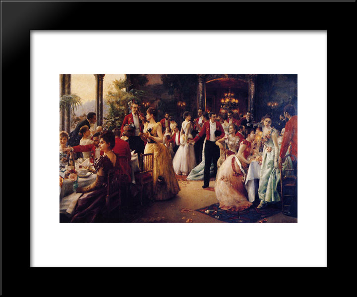 The Hunt Supper 20x24 Black Modern Wood Framed Art Print Poster by Stewart, Julius LeBlanc
