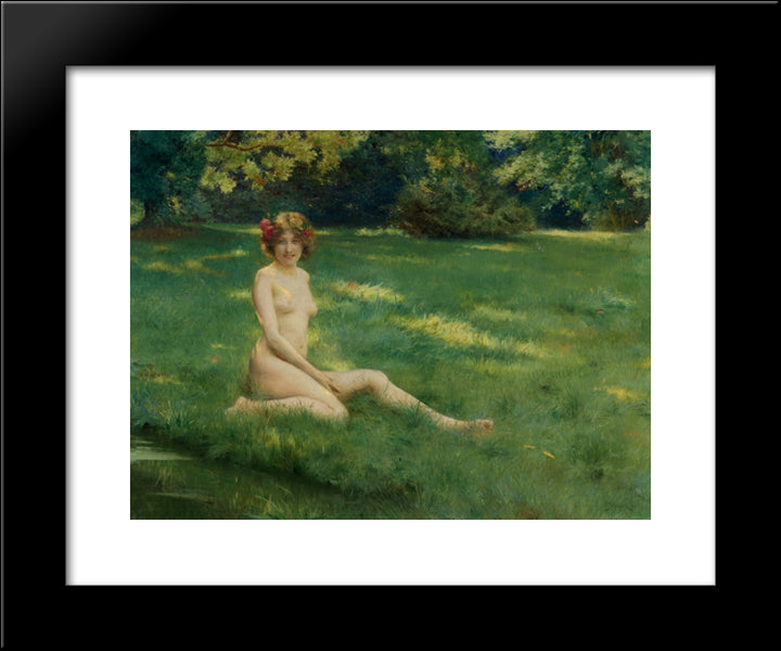 The Laughing Maid 20x24 Black Modern Wood Framed Art Print Poster by Stewart, Julius LeBlanc