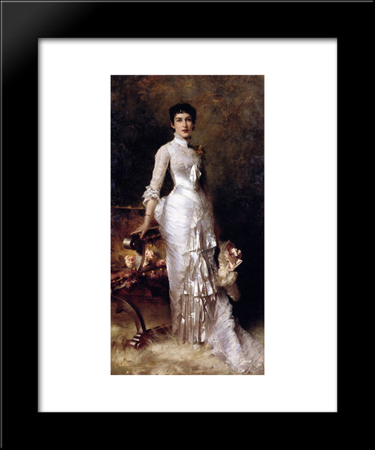 Young Beauty In A White Dress 20x24 Black Modern Wood Framed Art Print Poster by Stewart, Julius LeBlanc