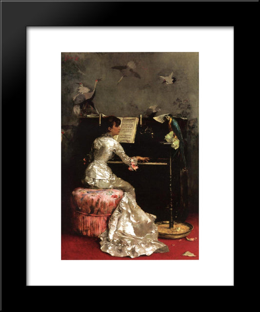 Young Woman At Piano 20x24 Black Modern Wood Framed Art Print Poster by Stewart, Julius LeBlanc