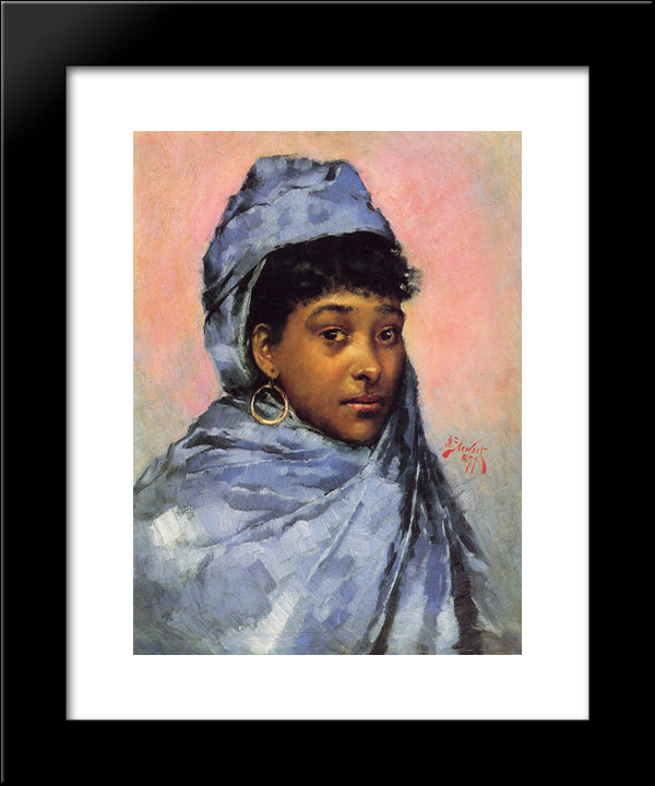 Young Woman In Blue 20x24 Black Modern Wood Framed Art Print Poster by Stewart, Julius LeBlanc