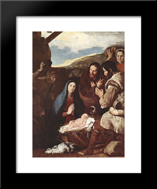 Adoration Of The Shepherds 20x24 Black Modern Wood Framed Art Print Poster by Ribera, Jusepe de