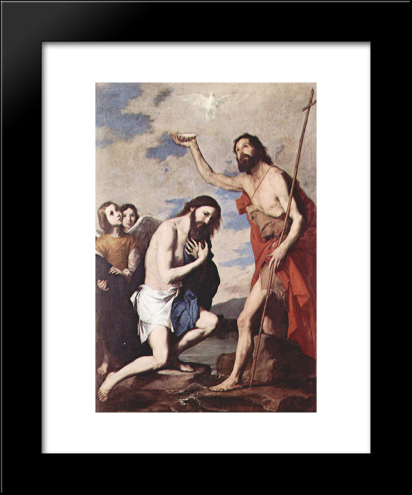 Baptism Of Jesus 20x24 Black Modern Wood Framed Art Print Poster by Ribera, Jusepe de