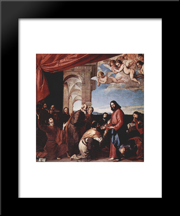 Communion Of The Apostles 20x24 Black Modern Wood Framed Art Print Poster by Ribera, Jusepe de