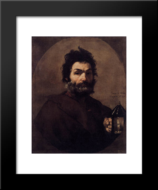 Diogenes 20x24 Black Modern Wood Framed Art Print Poster by Ribera, Jusepe de