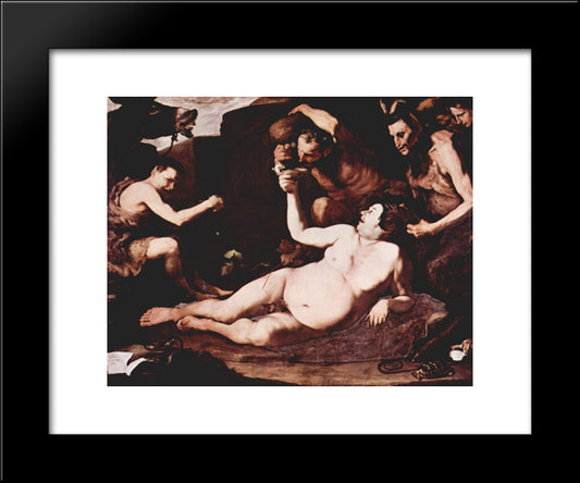 Drunken Silenus 20x24 Black Modern Wood Framed Art Print Poster by Ribera, Jusepe de