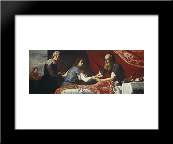 Isaac Blessing Jacob 20x24 Black Modern Wood Framed Art Print Poster by Ribera, Jusepe de