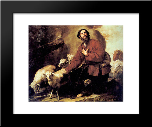 Jacob With The Flock Of Laban 20x24 Black Modern Wood Framed Art Print Poster by Ribera, Jusepe de