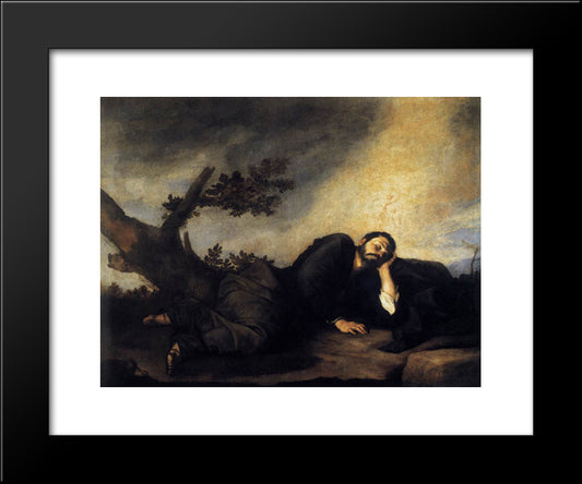 Jacob'S Dream 20x24 Black Modern Wood Framed Art Print Poster by Ribera, Jusepe de