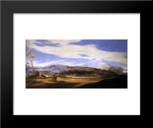 Landscape With Shepherds 20x24 Black Modern Wood Framed Art Print Poster by Ribera, Jusepe de