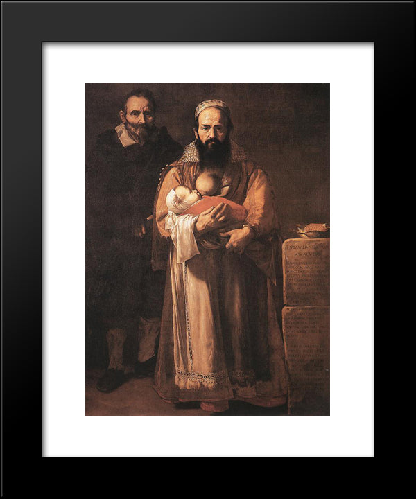 Magdalena Ventura With Her Husband And Son 20x24 Black Modern Wood Framed Art Print Poster by Ribera, Jusepe de