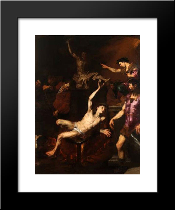 Martyrdom Of Saint Lawrence 20x24 Black Modern Wood Framed Art Print Poster by Ribera, Jusepe de