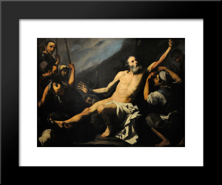 Martyrdom Of St. Bartholomew 20x24 Black Modern Wood Framed Art Print Poster by Ribera, Jusepe de