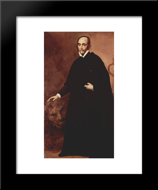 Portrait Of A Jesuit Missionary 20x24 Black Modern Wood Framed Art Print Poster by Ribera, Jusepe de