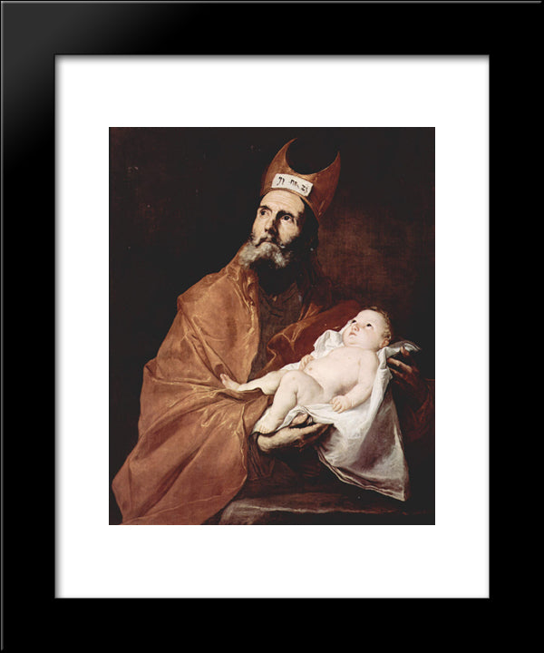 Saint Simeon With The Christ Child 20x24 Black Modern Wood Framed Art Print Poster by Ribera, Jusepe de