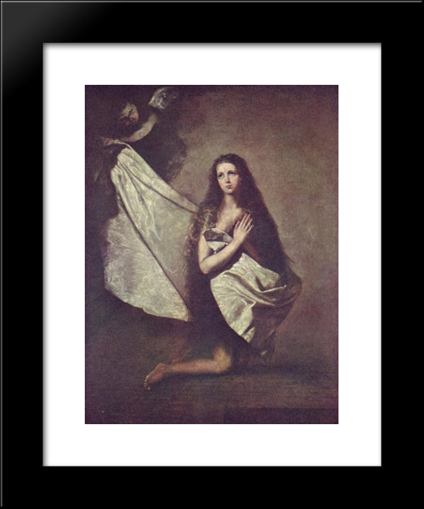 St. Agnes In Prison 20x24 Black Modern Wood Framed Art Print Poster by Ribera, Jusepe de