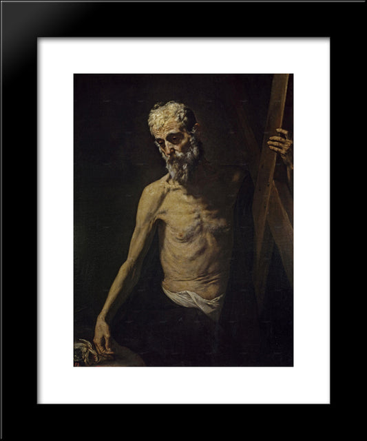 St. Andrew 20x24 Black Modern Wood Framed Art Print Poster by Ribera, Jusepe de