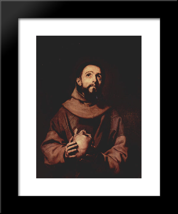 St. Francis Of Assisi 20x24 Black Modern Wood Framed Art Print Poster by Ribera, Jusepe de