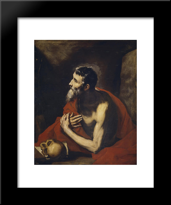 St. Jerome 20x24 Black Modern Wood Framed Art Print Poster by Ribera, Jusepe de