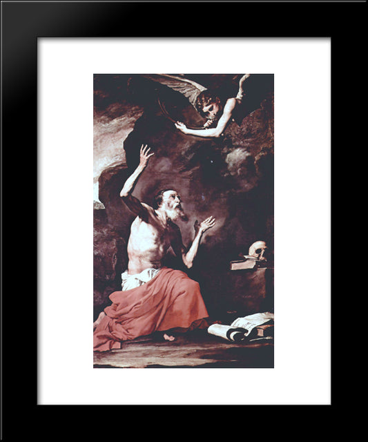 St. Jerome And The Angel Of Judgement 20x24 Black Modern Wood Framed Art Print Poster by Ribera, Jusepe de