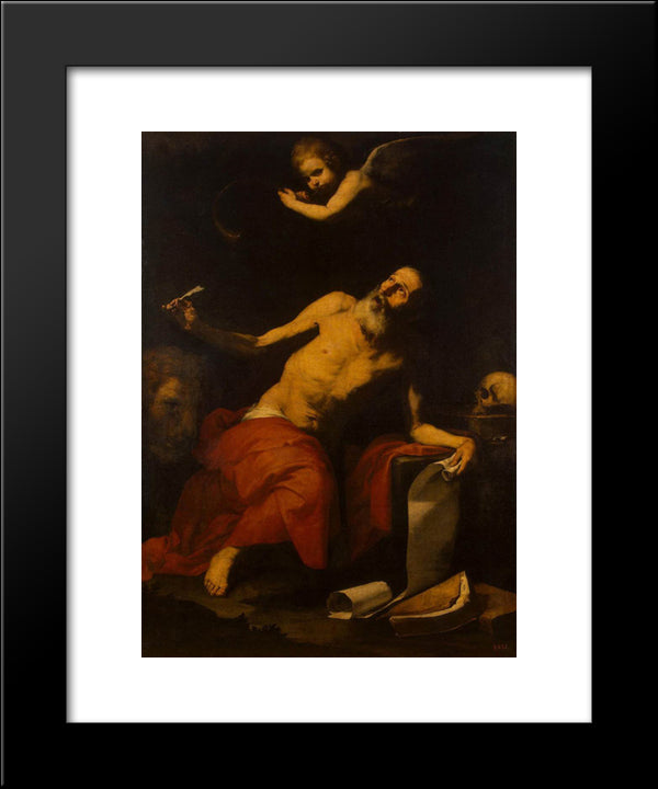 St. Jerome Hears The Last Trumpet 20x24 Black Modern Wood Framed Art Print Poster by Ribera, Jusepe de