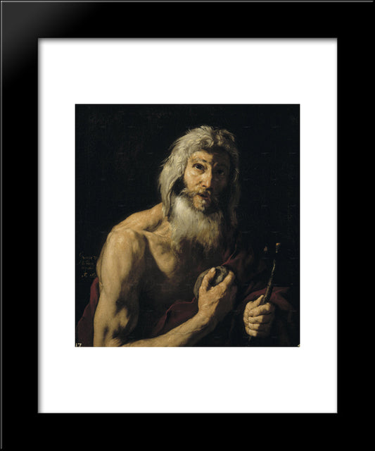 St. Jerome Penitente 20x24 Black Modern Wood Framed Art Print Poster by Ribera, Jusepe de