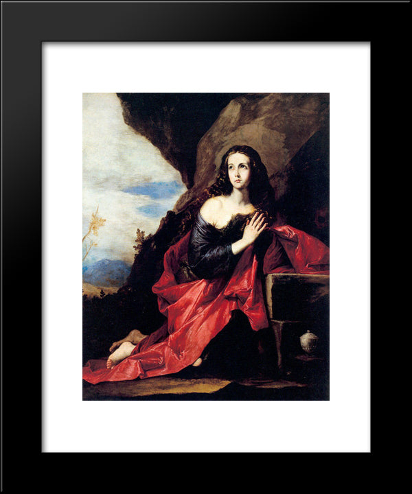 St. Mary Magdalene Or St. Thais In The Desert 20x24 Black Modern Wood Framed Art Print Poster by Ribera, Jusepe de