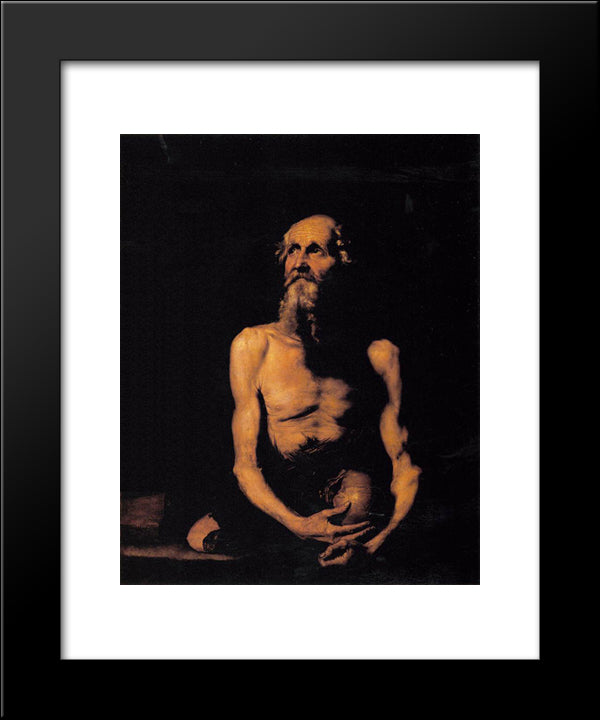 St. Paul The Hermit 20x24 Black Modern Wood Framed Art Print Poster by Ribera, Jusepe de