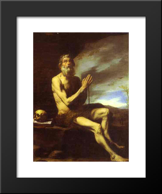 St. Paul The Hermit 20x24 Black Modern Wood Framed Art Print Poster by Ribera, Jusepe de