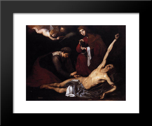 St. Sebastian Tended By The Holy Women 20x24 Black Modern Wood Framed Art Print Poster by Ribera, Jusepe de