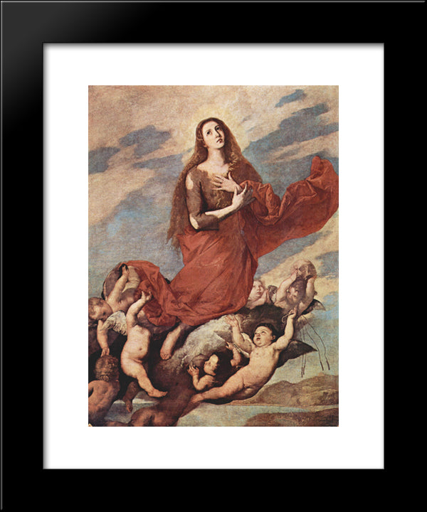 The Assumption Of Mary Magdalene 20x24 Black Modern Wood Framed Art Print Poster by Ribera, Jusepe de